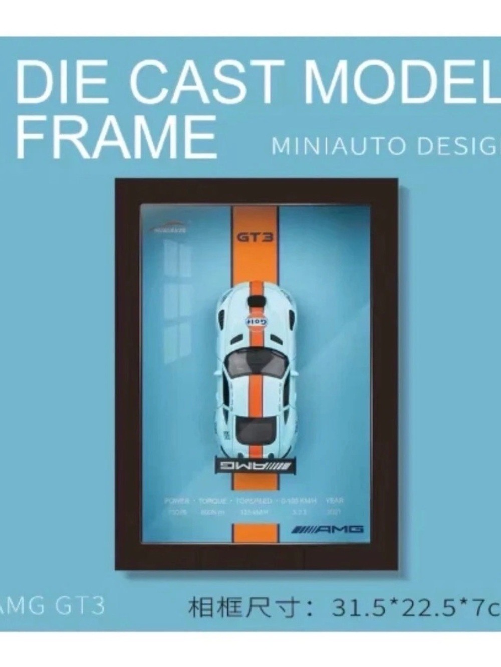 Miniauto 1:32 Alloy Metal AMG GT3 Frame Version Sports Car Model 3D Wall Paintin